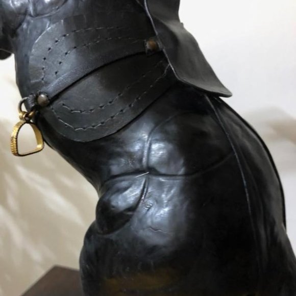 Antique Pounded Leather Horse ~ Black Stallion - Picture 7 of 8